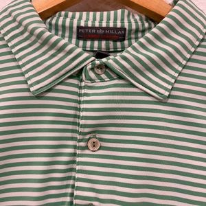 Peter Millar Summer Comfort short sleeve polo green and white striped- XL